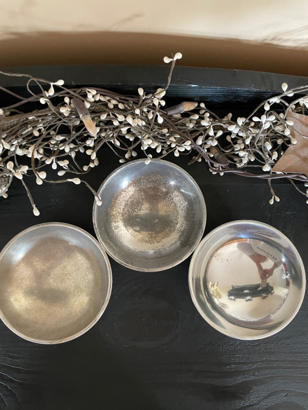 Set of 3 Silver Tone Decorative Bowls